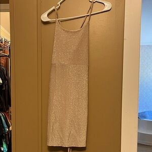 Sparkling Beige Spaghetti Strap Dress